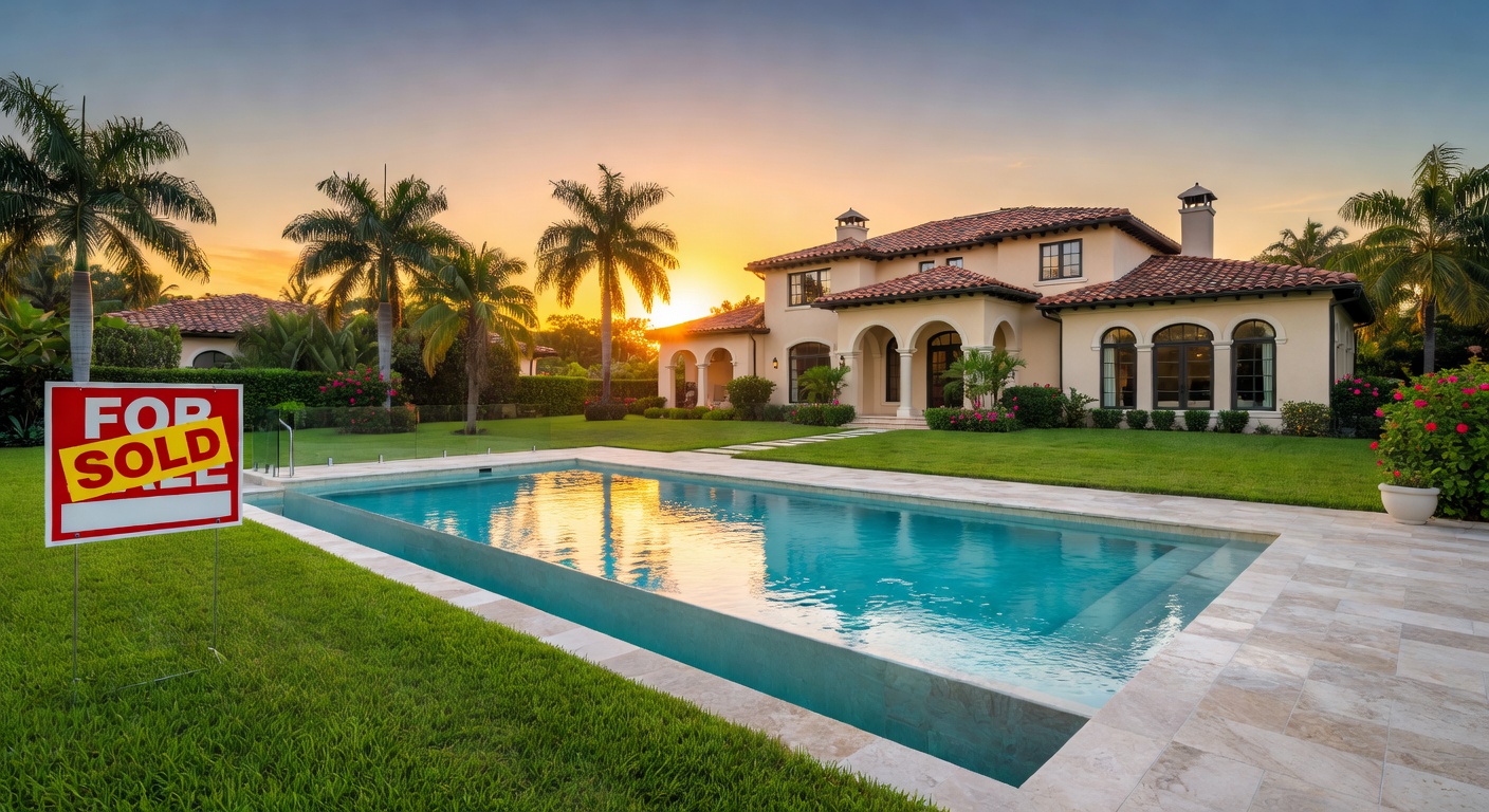 Panoramic ultra-realistic 8K view of a complete backyard transformation including remodeled pool, new lanai, and outdoor kitchen in Southwest Florida
